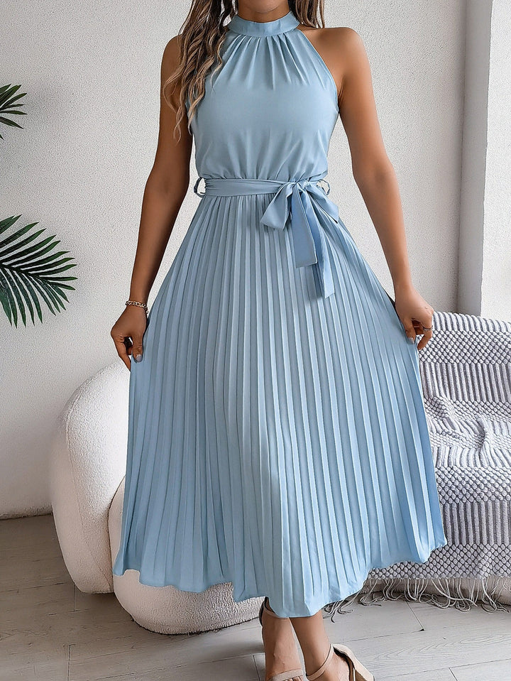 Diana™ | Halter Neck Sleeveless Pleated Midi Dress
