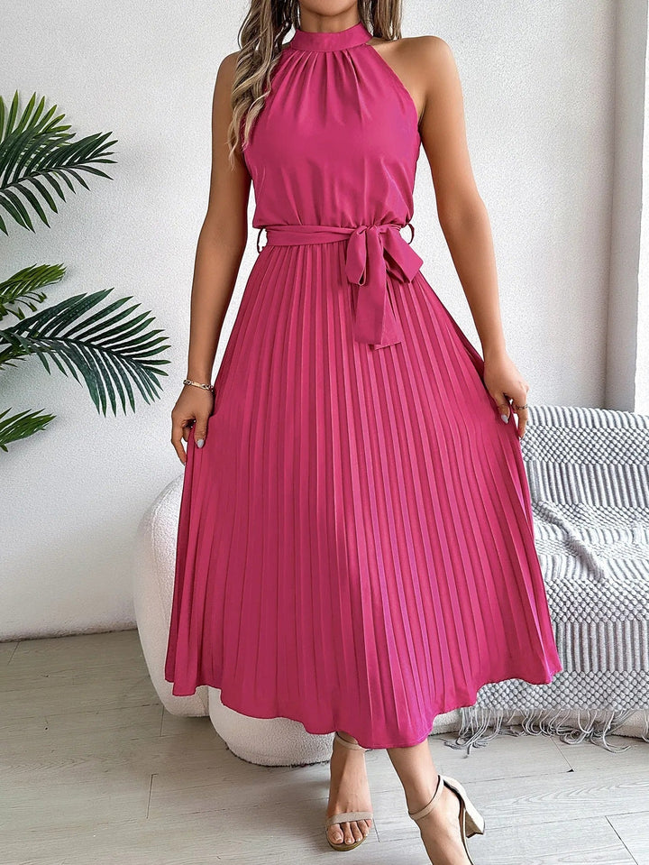 Diana™ | Halter Neck Sleeveless Pleated Midi Dress
