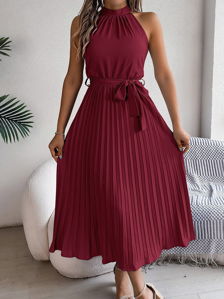 Diana™ | Halter Neck Sleeveless Pleated Midi Dress