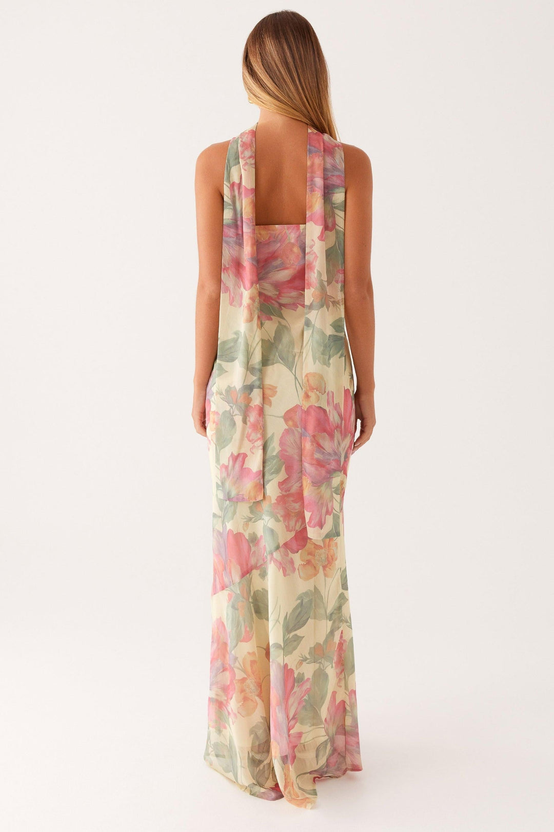Antonia™ | Long Strapless Chiffon Dress With Floral Print
