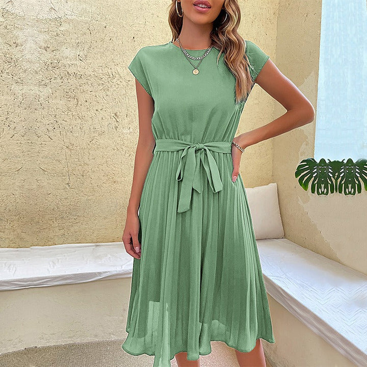Karina™ | Elegant Belted Pleated Dress